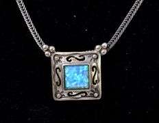 Opal Gemstone Pendant Necklace in Sterling Silver