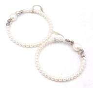 2 Pairs of Honora pearl hoop earrings in 925 sterling silver