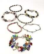 Vintage 925 sterling silver group lot of 7 crystal bracelets