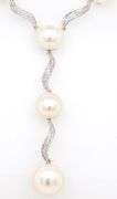 14kt White gold pearl and diamond necklace