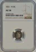 Gorgeous original rainbow-toned 1831 Capped Bust Half Dime. NGC AU58