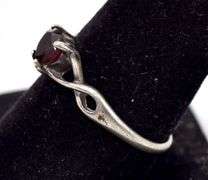 Heart Red Garnet Gemstone Ring in Sterling Silver