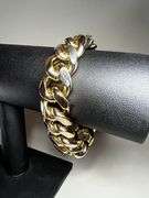 Huge 130.7 Gram 14 Kt Gold Plate Cuban Link Bracelet