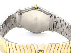 Ebel two tone quartz black dial classic wave watch