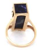 Unique 14K YG Diamond and Sodalite Ring