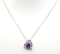 Set of 925 sterling silver amethyst necklace, Earrings and ring