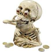 Vintage 6-Inch Cast Iron Mechanical Skeleton Coin Bank