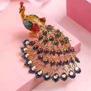 Hand-Painted Rhinestone Peacock Trinket Box