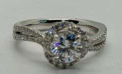 18K White Gold Filigree Diamond Ring