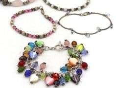 Vintage 925 sterling silver group lot of 7 crystal bracelets