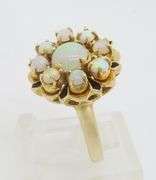 Opal & Black Enamel Ring