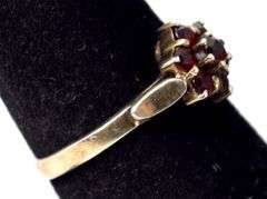 Red Garnet Flower Ring in Sterling Silver