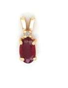 Trio of 14K YG Ruby and Diamond Pendants