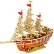 Hand-Painted Ship with Rhinestones Trinket Box