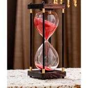 60-Minute Wooden Red Sand Timer Hourglass