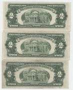 3 Very Scarce $2 Red Seal STAR notes from 1953 Series