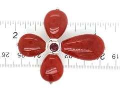 925 Sterling silver Carnelian cross pendant and carnelian flower ring