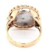 18kt Yellow gold Mabe pearl and ruby cocktail ring