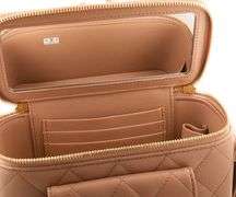 CHANEL Neutral Caviar Quilted Polly Pocket East West Top Vanity Chain Shoulder Bag w/ Box