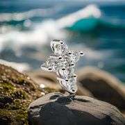 Sparkling 14 Kt White Gold Plated Simulated Diamond Cross Pendant