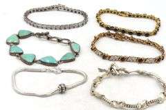 Group lot of 6 Vintage 925 sterling silver bracelets
