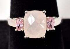 Rose Quartz and Pink Topaz Gemstone Ring in Sterling Silver
