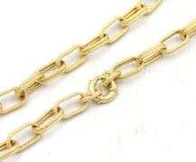 14kt Yellow gold Textured double link paperclip chain