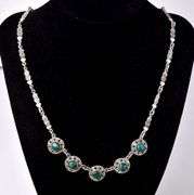 Fancy Link Turquoise Gemstone Necklace in Sterling Silver