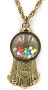 1928 Jewelry multi color gumball machine pendant on chain