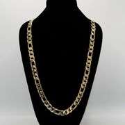 Huge 124.4 Gram 14 Kt Yellow Gold Plate Italian Figaro Link Necklace