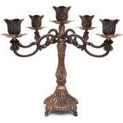 5-Candle Metal Candelabra Red Bronze Candle Holder
