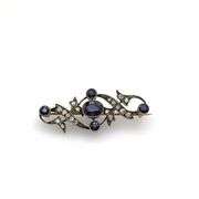Vintage Natural Sapphire 14K Gold Brooch Pin With Gia Certificate