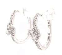 14kt White gold ever us 0.50ctw 2 Stone bypass hoop earrings