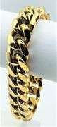 Huge 144.7 Gram 14 Kt Gold Plate Cuban Link Bracelet
