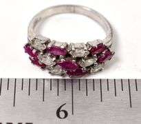 Ruby and CZ Gemstone Ring in Sterling Silver
