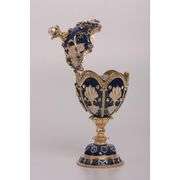 24K Gold Plated Blue Faberge Egg Music Trinket Box with Pearl