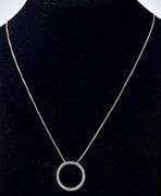 Vermeil Circle Shaped Pendant Necklace with Diamond in Sterling Silver