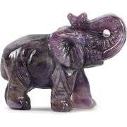 Hand-Carved Amethyst Crystal Elephant