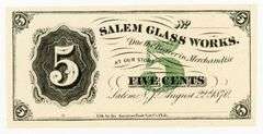 Superb Crisp 1870 .5 Cent Note Salem Glass Works Salem N.J.!