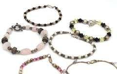 Vintage 925 sterling silver group lot of 7 crystal bracelets