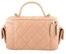 CHANEL Neutral Caviar Quilted Polly Pocket East West Top Vanity Chain Shoulder Bag w/ Box