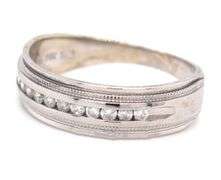 14kt White gold diamond Milgrain band