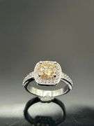 Dazzling 14 K White Gold Plate 3.05 Ct Yellow Fire Moissanite Ring