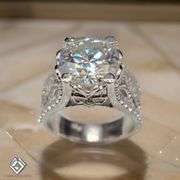 Huge Rare 6.25 Ct VVs1 Sparkling White E-F Fire Moissanite Ring