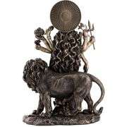 Bronze Statue Durga Goddess with Lion