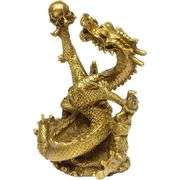 Handmade Brass Dragon Statue Golden Wealth Figurine