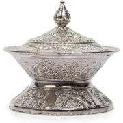 Silver Turkish Handmade Sugar Bowl with Lid