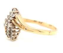 Tasteful 14K YG Diamond Waterfall Cluster ring