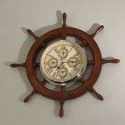 30" Premium Mahogany Nautical Ship's Wheel Clock