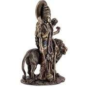 Bronze Statue Durga Goddess with Lion